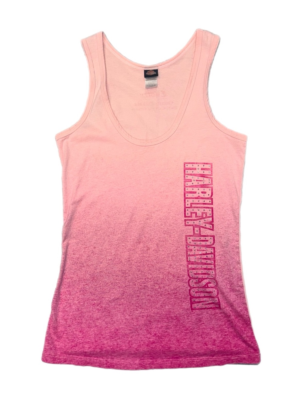 Harley-Davidson Black Hills Custer South Dakota Pink Ombre Rhinestone Tank Top
